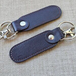 Lot of 2 Keychains Dark Brown Genuine Leather Keys Holder Handmade Key chain